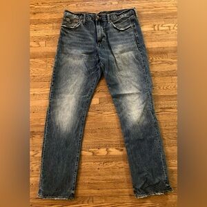 American Eagle Relaxed Straight Jeans Medium Wash No Stretch 36 X 36